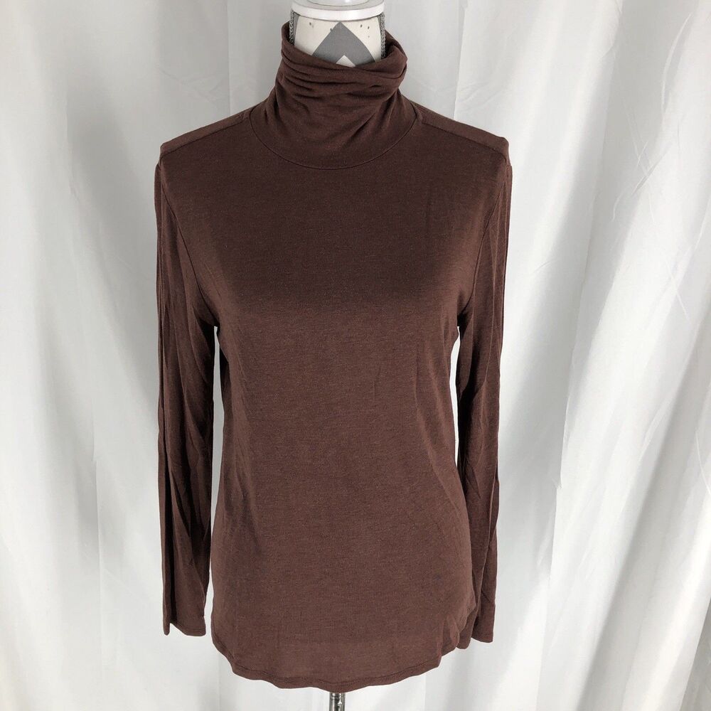 prAna Turtleneck Top Women Medium Mauve Long Sleeve Relaxed Fit